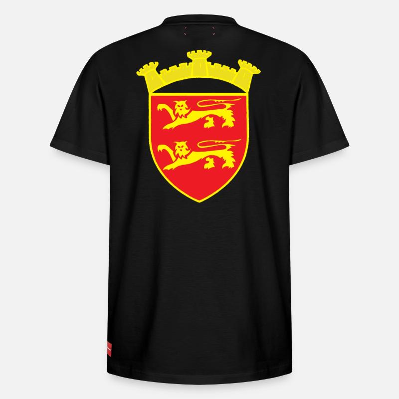 ROT WAPPEN LÖWENTURM ODER COPYRIGHT RUNEMBERG - Relaxed Unisex Supima Cotton T-Shirt – von SPREAD - Schwarz