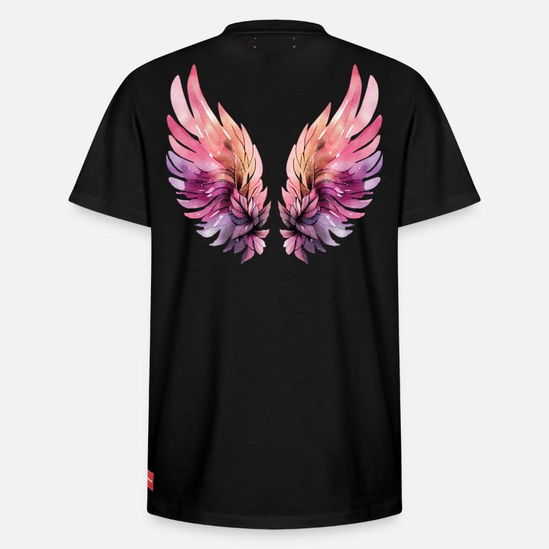 Ailes aquarelle rose et violette - T-shirt unisexe décontracté en coton Supima – de SPREAD - noir