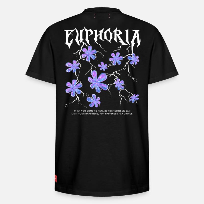 Euphorie Éclair Fleurs - T-shirt unisexe décontracté en coton Supima – de SPREAD - noir