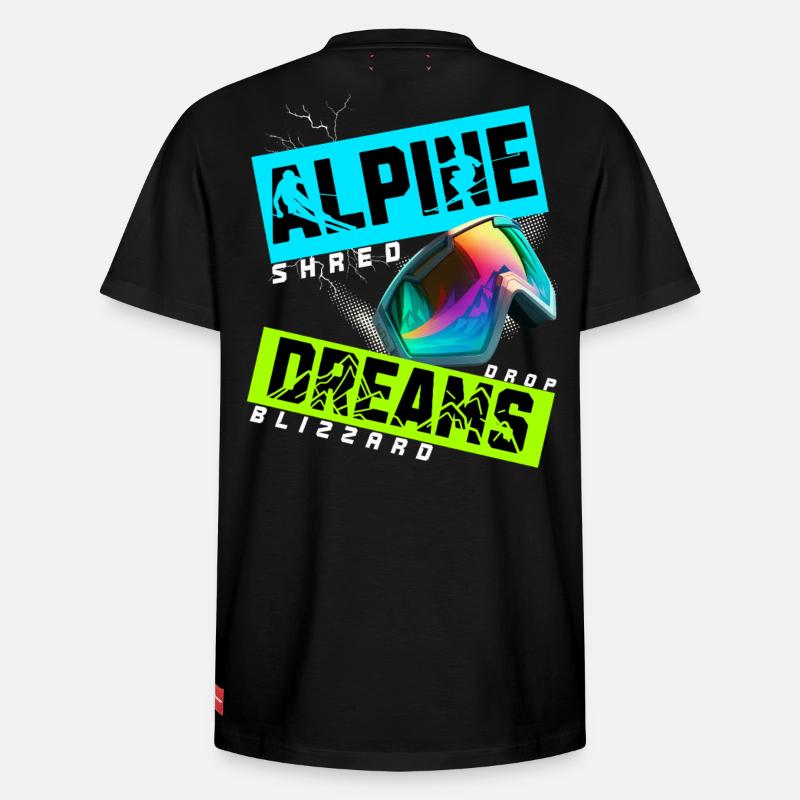 Alpine Dreams Ski Snowboard Shred Design - T-shirt unisexe décontracté en coton Supima – de SPREAD - noir