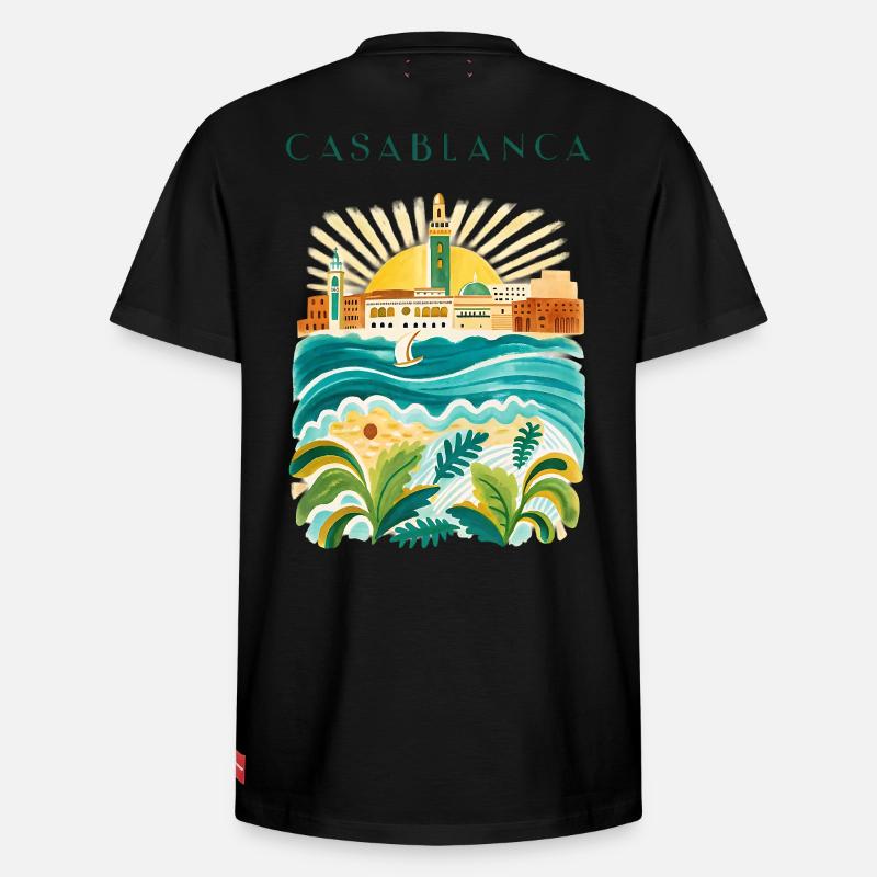 Illustration de l’Idylle côtier de Casablanca - T-shirt unisexe décontracté en coton Supima – de SPREAD - noir