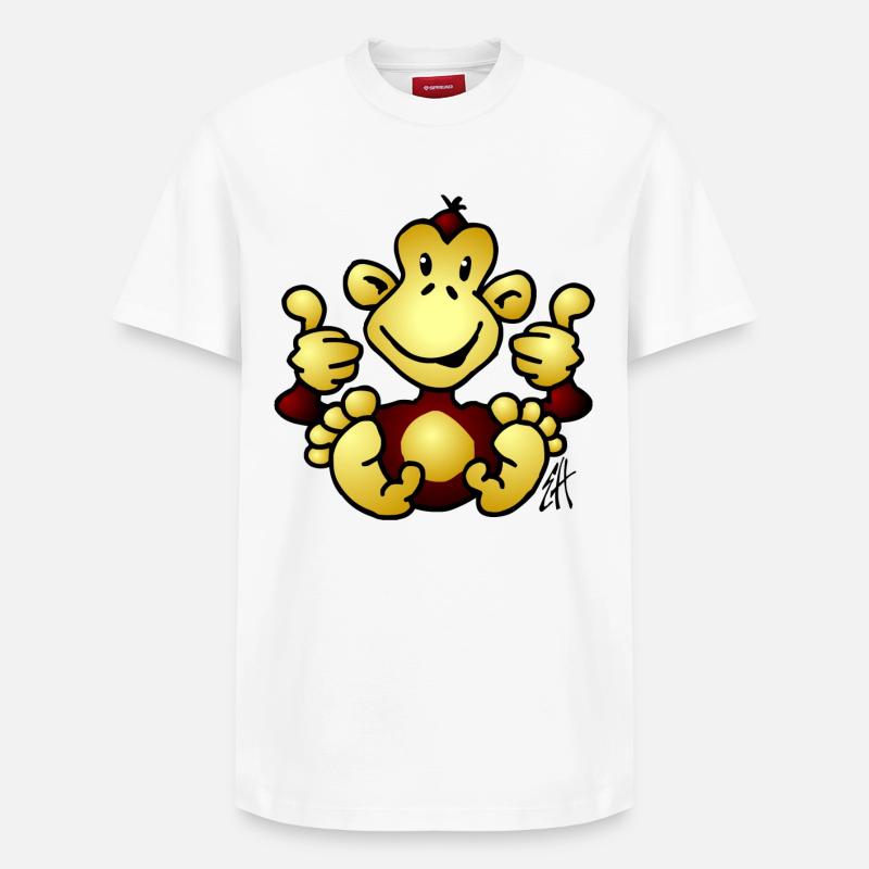 Affe - Relaxed Unisex Supima Cotton T-Shirt – von SPREAD - Weiß