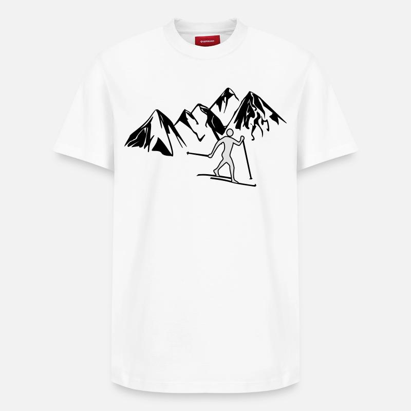 Langläufer vor Bergen - Relaxed Unisex Supima Cotton T-Shirt – von SPREAD - Weiß