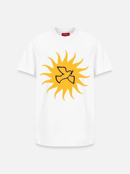 Dove of peace Sun - Relaxed Unisex Supima Cotton T-Shirt – by SPREAD - white