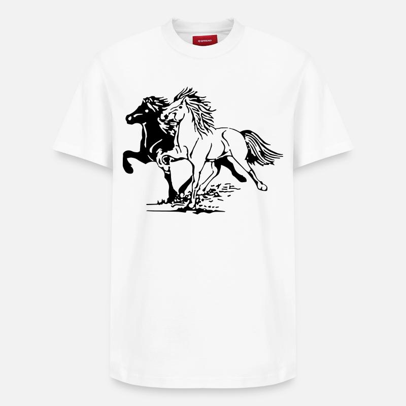 Chevaux sauvages - T-shirt unisexe décontracté en coton Supima – de SPREAD - blanc