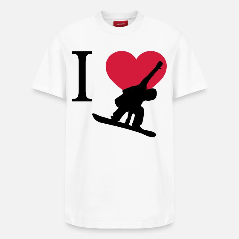 I Love Snowboarding - Relaxed Unisex Supima Cotton T-Shirt – von SPREAD - Weiß