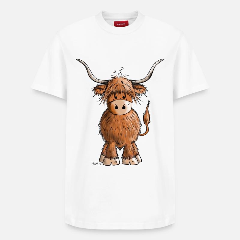 Scottish Highland Cattle - T-shirt unisexe décontracté en coton Supima – de SPREAD - blanc