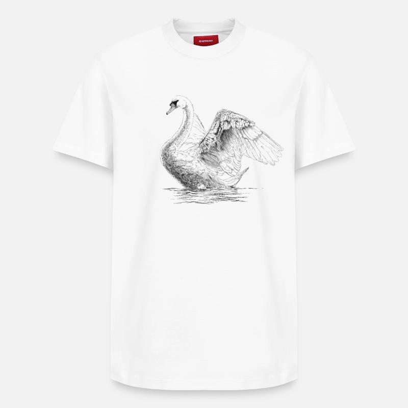 Schwan - Relaxed Unisex Supima Cotton T-Shirt – von SPREAD - Weiß
