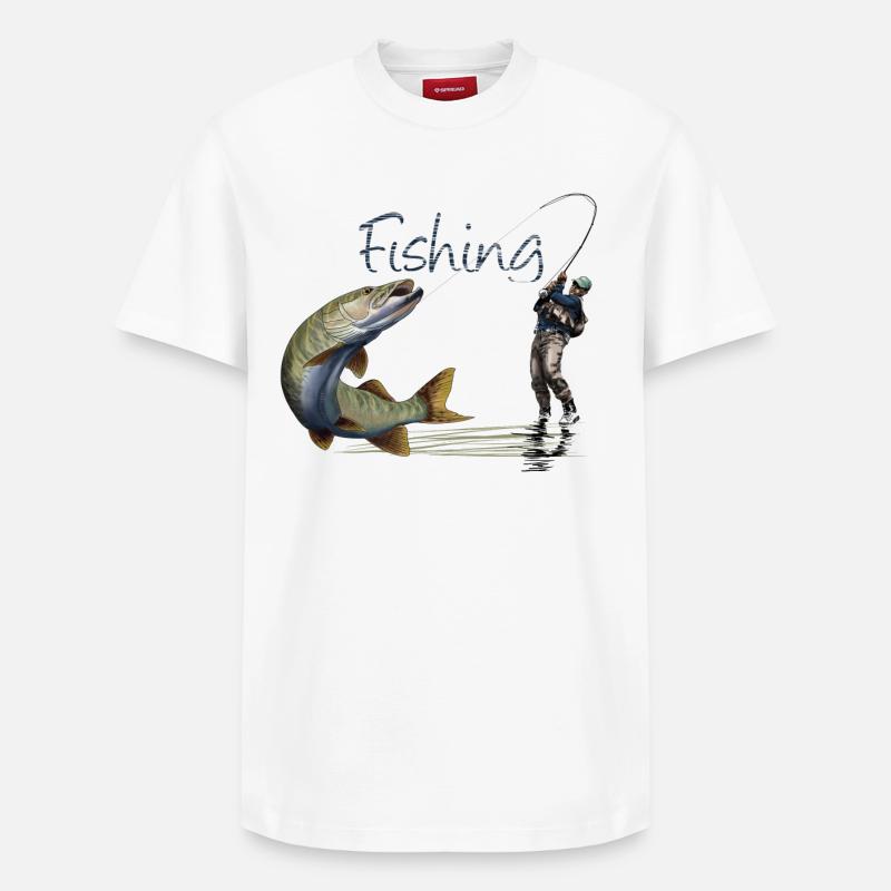 Fishing - T-shirt unisexe décontracté en coton Supima – de SPREAD - blanc