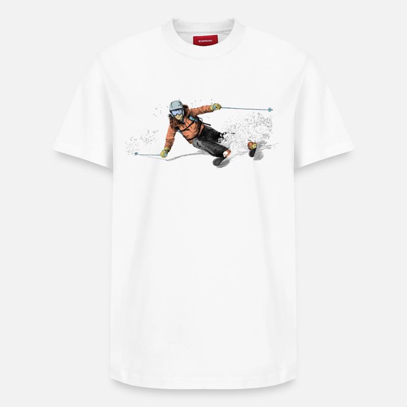 ski - T-shirt unisexe décontracté en coton Supima – de SPREAD - blanc