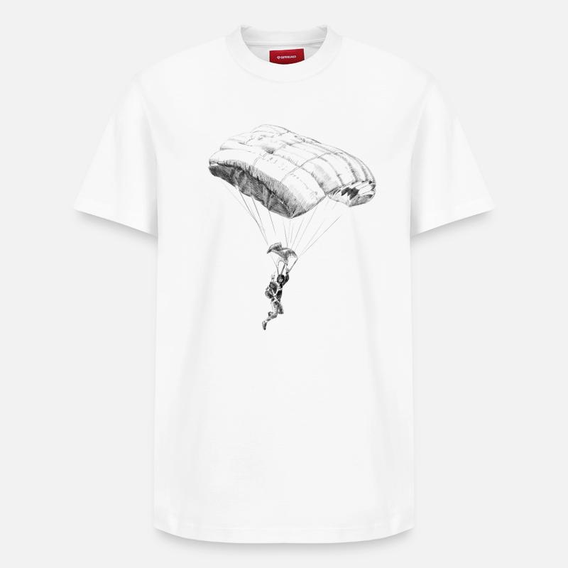 Fallschirmspringer - Relaxed Unisex Supima Cotton T-Shirt – von SPREAD - Weiß