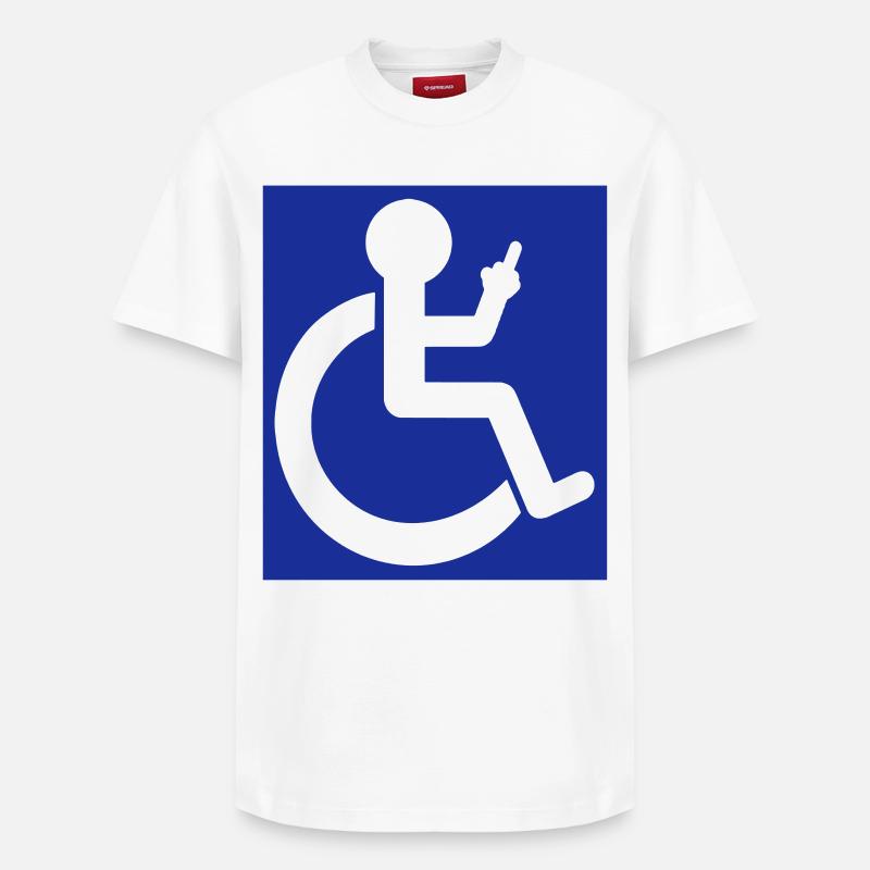 Rollstuhl-Symbol mit Mittelfinger # - Relaxed Unisex Supima Cotton T-Shirt – von SPREAD - Weiß