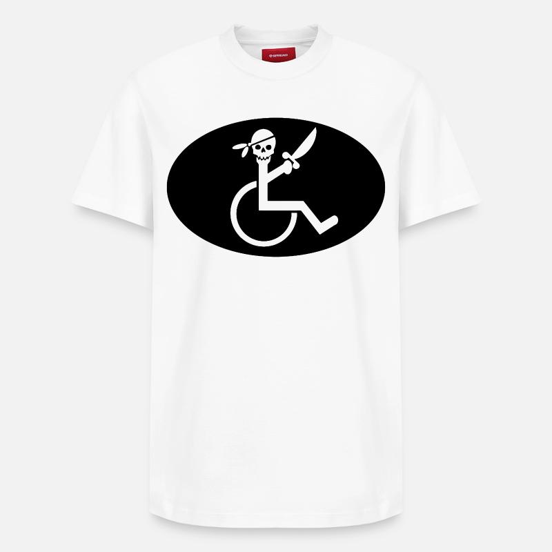 Pirate en fauteuil roulant # - T-shirt unisexe décontracté en coton Supima – de SPREAD - blanc