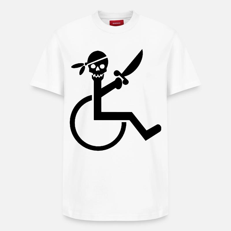 Rollstuhl-Pirat # - Relaxed Unisex Supima Cotton T-Shirt – von SPREAD - Weiß