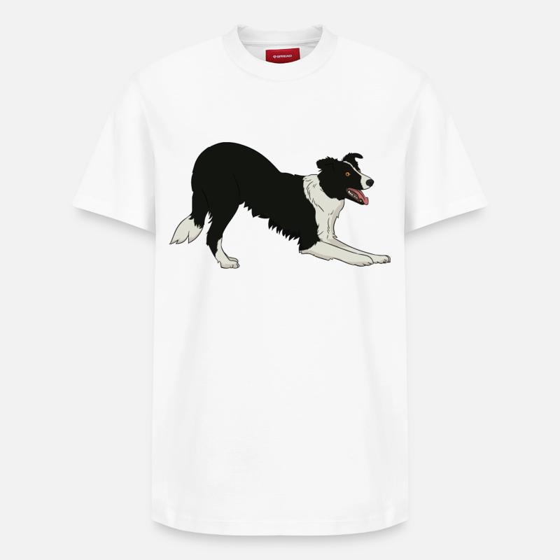 Border Collie - T-shirt unisexe décontracté en coton Supima – de SPREAD - blanc