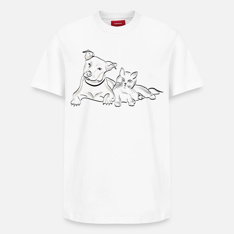 Cat Dog - Relaxed Unisex Supima Cotton T-Shirt – by SPREAD - white