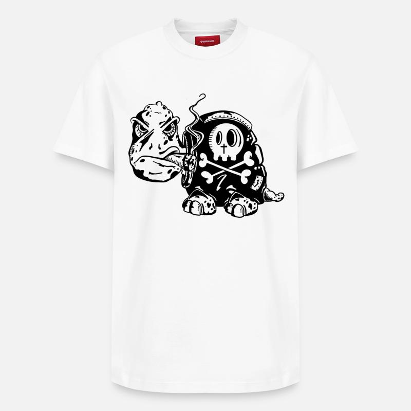 Skull Schildkröte - Raucher - Zigarette -Totenkopf - Relaxed Unisex Supima Cotton T-Shirt – von SPREAD - Weiß