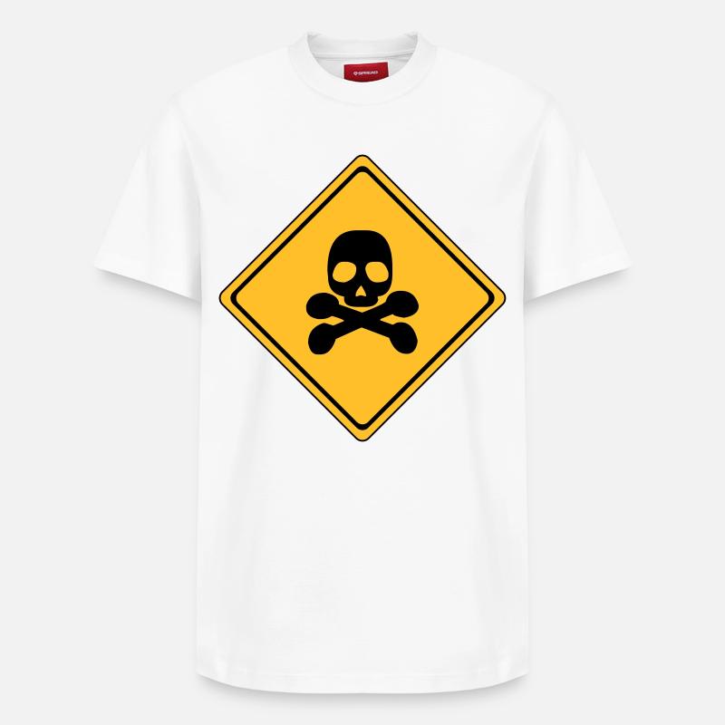 Panneau d’avertissement de danger # - T-shirt unisexe décontracté en coton Supima – de SPREAD - blanc
