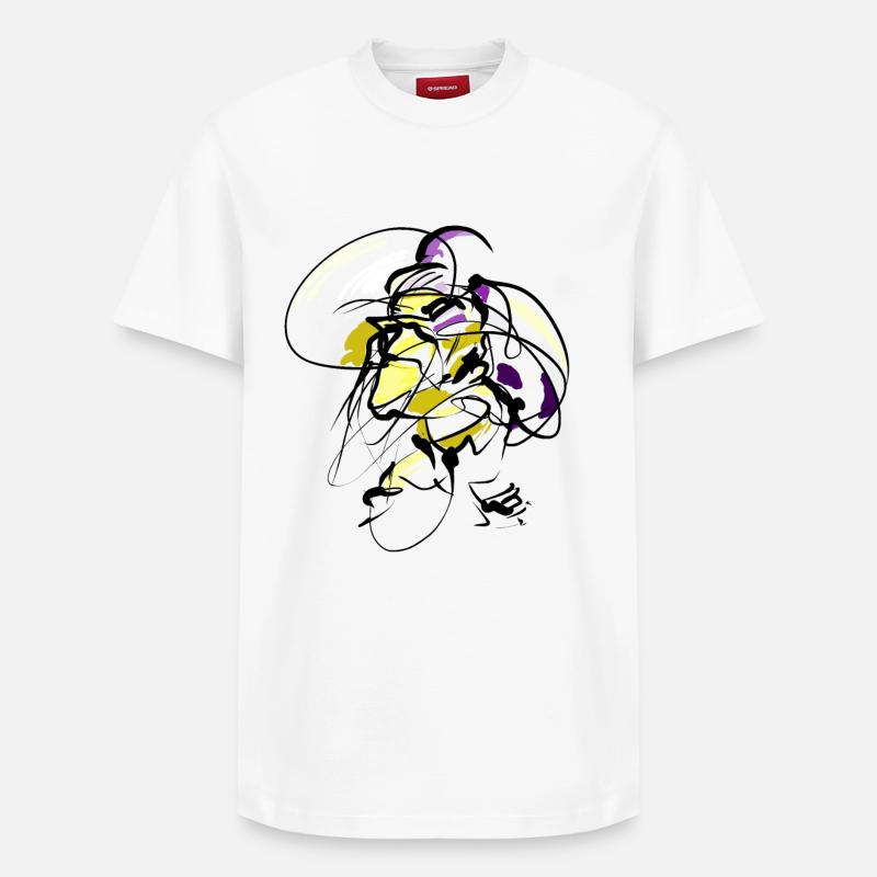 Abstrakt - Gesicht - Relaxed Unisex Supima Cotton T-Shirt – von SPREAD - Weiß