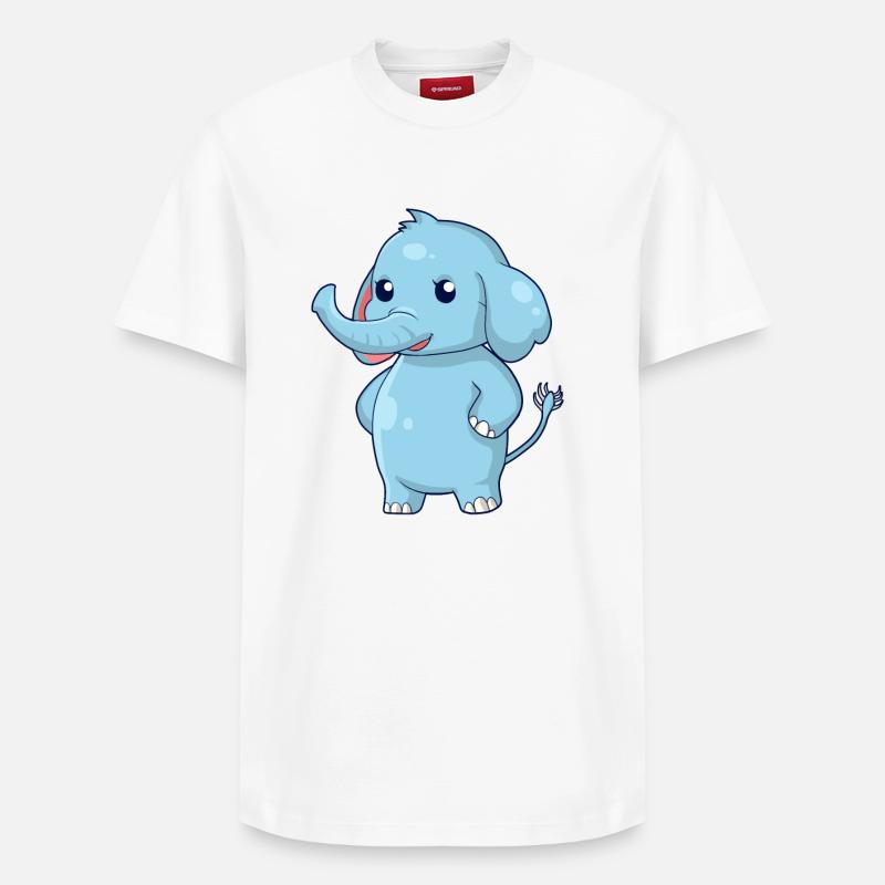 debout Elephant - T-shirt unisexe décontracté en coton Supima – de SPREAD - blanc
