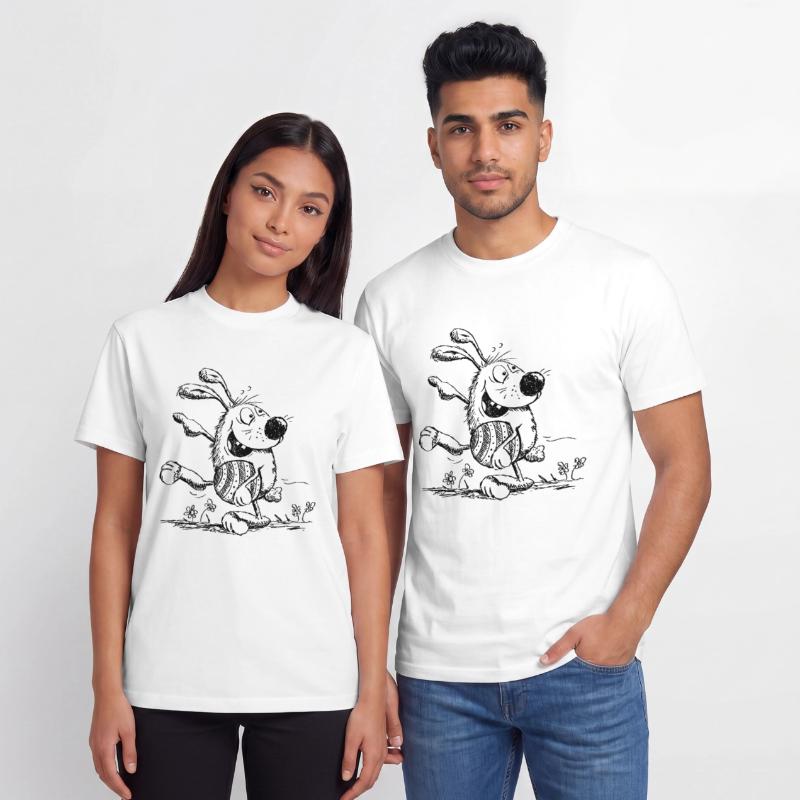 Funny easter bunny with easter egg - easter Relaxed Unisex Supima Cotton T-Shirt – by SPREAD