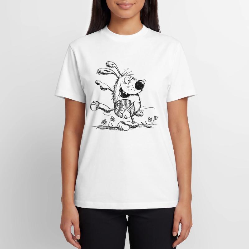 Funny easter bunny with easter egg - easter Relaxed Unisex Supima Cotton T-Shirt – by SPREAD