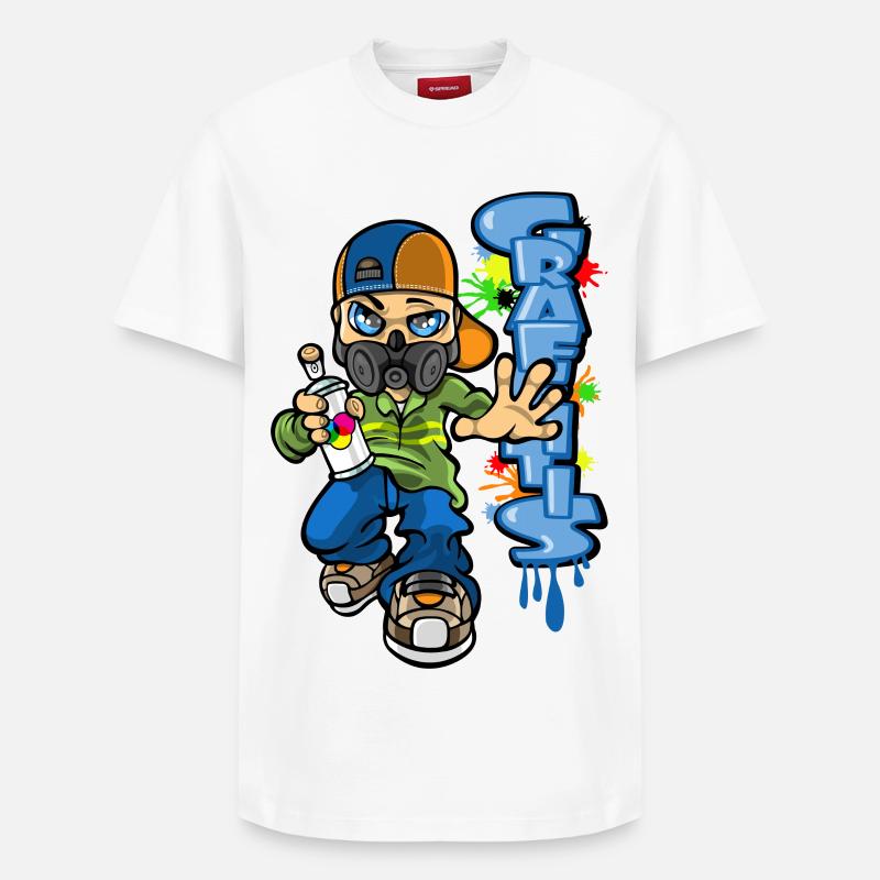 B-boy and graffiti - T-shirt unisexe décontracté en coton Supima – de SPREAD - blanc