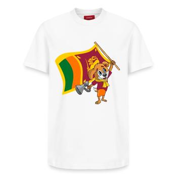 Chien fan du Sri Lanka - T-shirt unisexe décontracté en coton Supima – de SPREAD - blanc - Devant - AI Model Female 172 dark (172cm) & AI Model Male 185 dark (185cm)