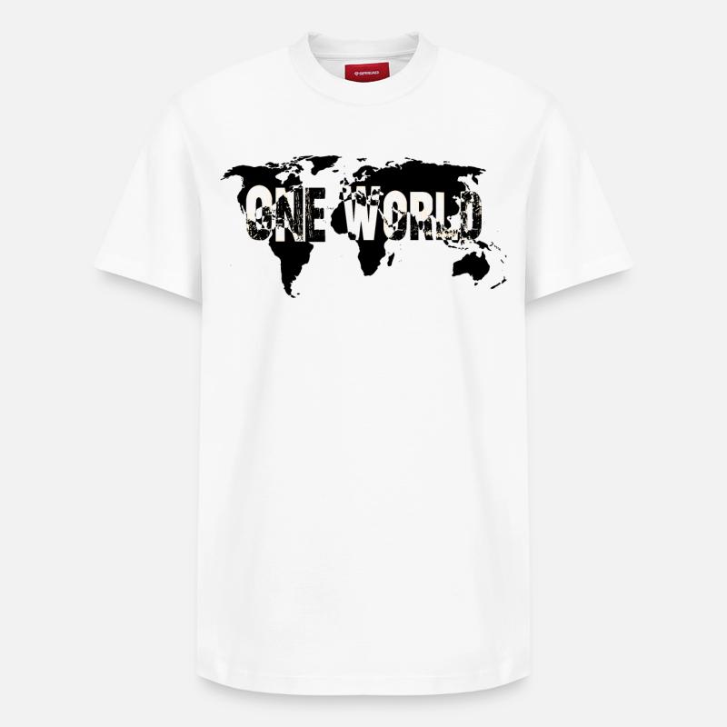 One World -White - Relaxed Unisex Supima Cotton T-Shirt – von SPREAD - Weiß