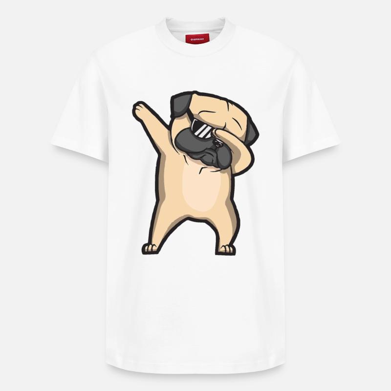 dabbing carlin - T-shirt unisexe décontracté en coton Supima – de SPREAD - blanc