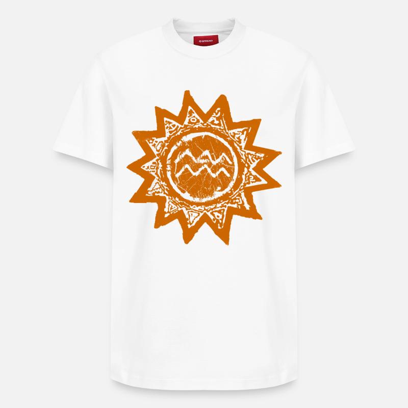 Astrologique Verseau Soleil Imprimer - T-shirt unisexe décontracté en coton Supima – de SPREAD - blanc