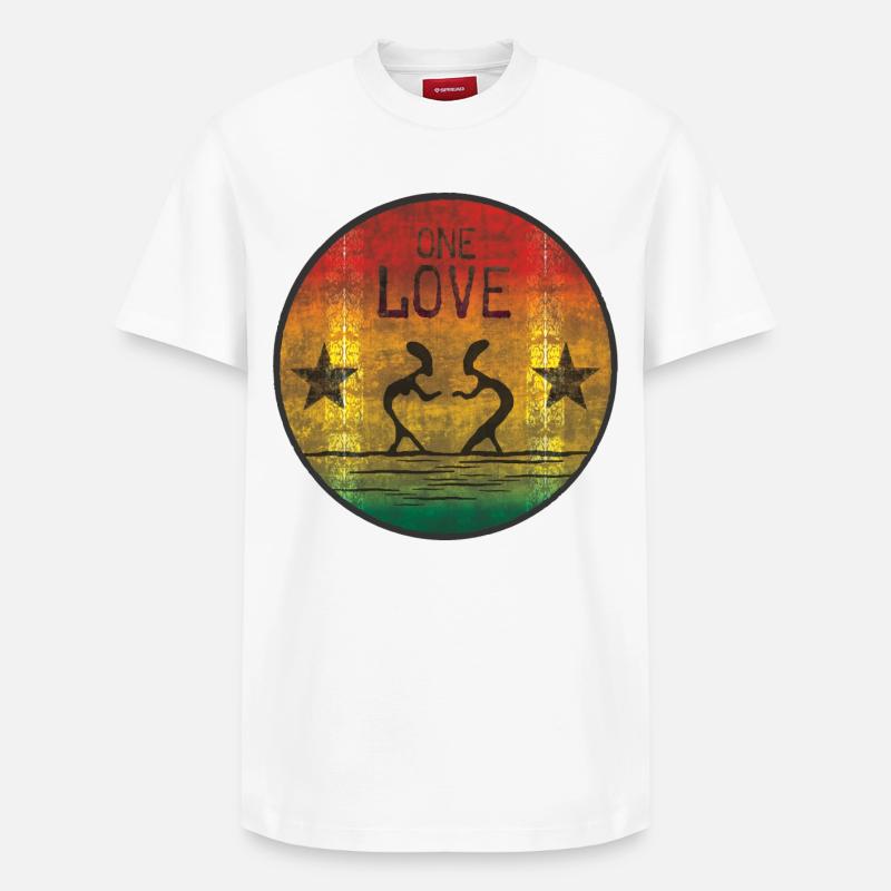 one love reggae - T-shirt unisexe décontracté en coton Supima – de SPREAD - blanc