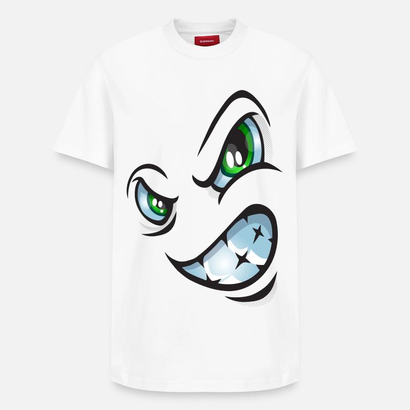 Visage de bande dessinée en colère - T-shirt unisexe décontracté en coton Supima – de SPREAD - blanc