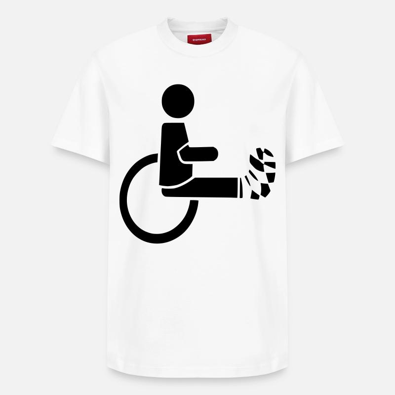 Rollstuhlfahrer mit Bein in Gips # - Relaxed Unisex Supima Cotton T-Shirt – von SPREAD - Weiß
