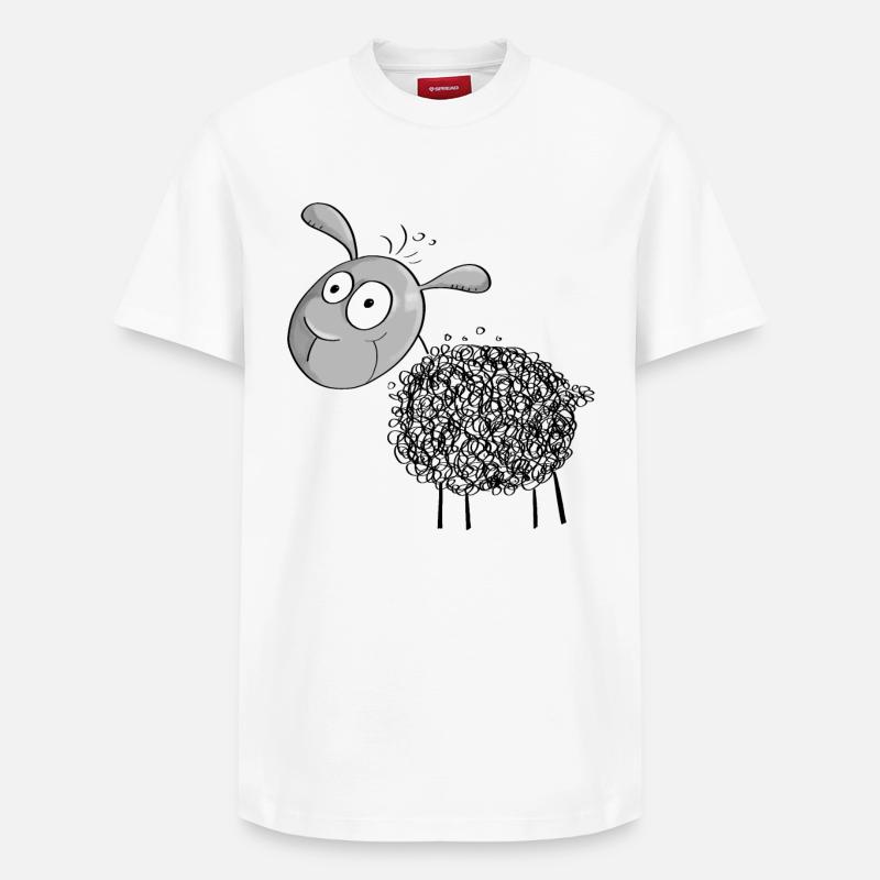Kleines Wollschaf - Schaf Comic - Relaxed Unisex Supima Cotton T-Shirt – von SPREAD - Weiß