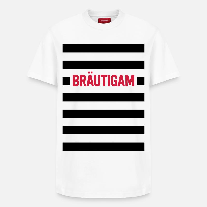 Bräutigam - Streifen Junggesellenabschied - Relaxed Unisex Supima Cotton T-Shirt – von SPREAD - Weiß