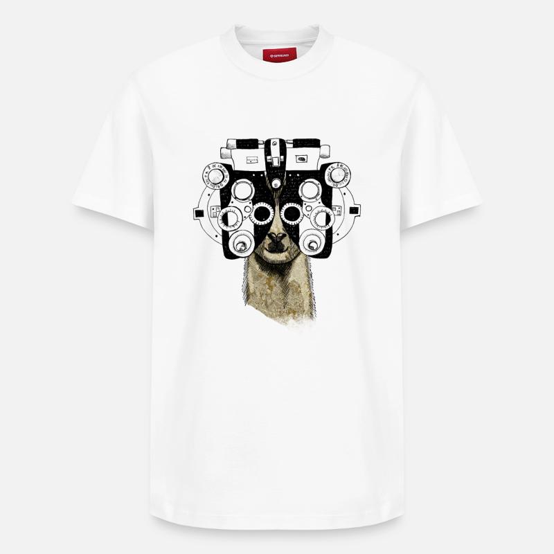 Alpaka & Phoropter - Relaxed Unisex Supima Cotton T-Shirt – von SPREAD - Weiß
