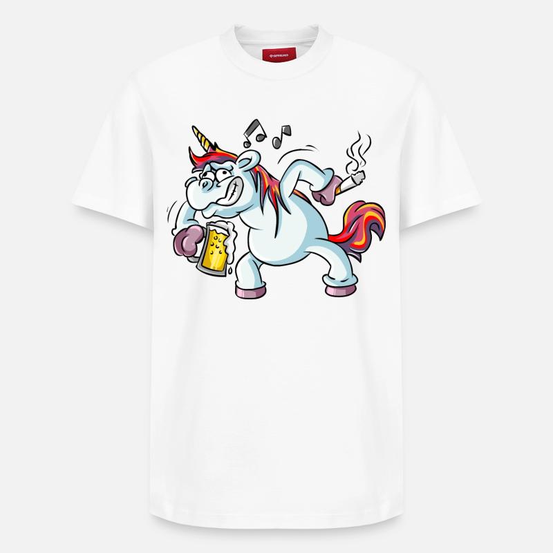 Besoffenes Einhorn - Relaxed Unisex Supima Cotton T-Shirt – von SPREAD - Weiß