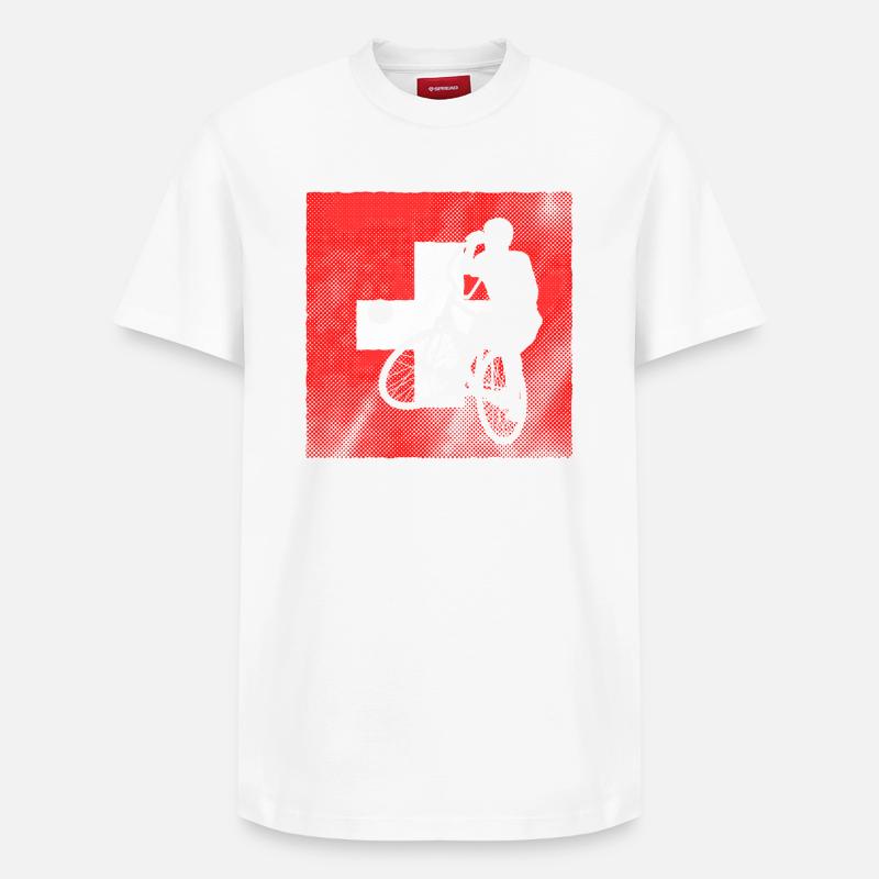 Radball | Drapeau Suisse - T-shirt unisexe décontracté en coton Supima – de SPREAD - blanc