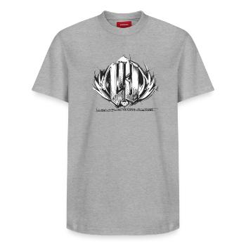 WPS2K17 by Jean Marc Lejeune - Relaxed Unisex Supima Cotton T-Shirt – von SPREAD - Weiß - Vorne - AI Model Female 172 dark (172cm) & AI Model Male 185 dark (185cm)