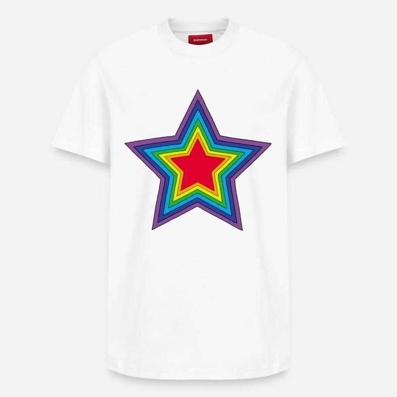 Etoile arc-en-ciel - T-shirt unisexe décontracté en coton Supima – de SPREAD - blanc