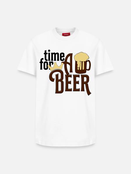 Bier - Relaxed Unisex Supima Cotton T-Shirt – von SPREAD - Weiß