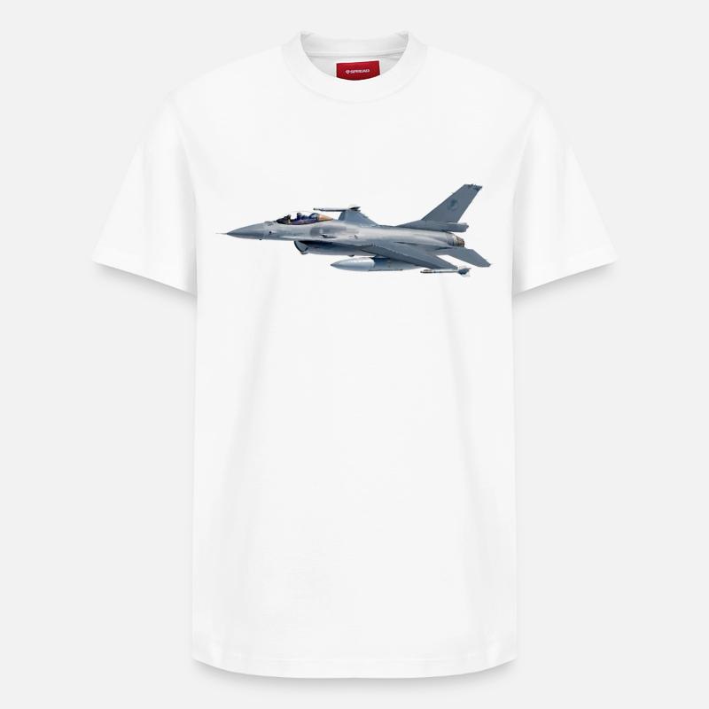 F-16 - Relaxed Unisex Supima Cotton T-Shirt – von SPREAD - Weiß