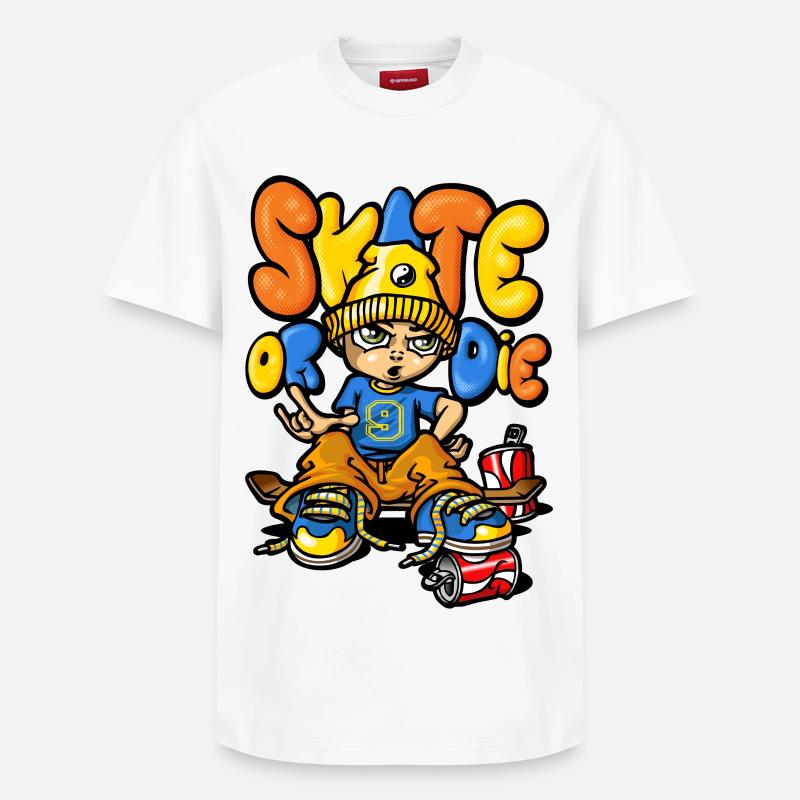 Skate and graffitis - Relaxed Unisex Supima Cotton T-Shirt – von SPREAD - Weiß