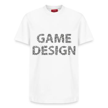 Conception du jeu - T-shirt unisexe décontracté en coton Supima – de SPREAD - blanc - Devant - AI Model Female 172 dark (172cm) & AI Model Male 185 dark (185cm)