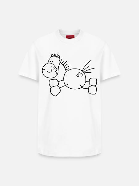 Tyk Cartoon Hest - Pony - Hest - Unisex T-shirt i Supima-bomuld med afslappet pasform – fra SPREAD - hvid
