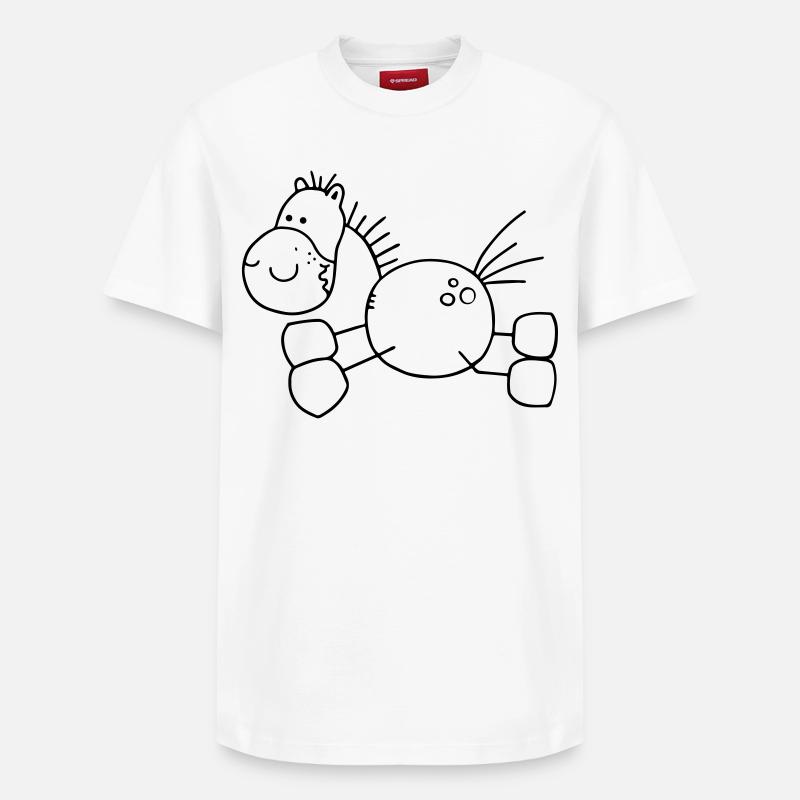 Dickes Cartoon Pferd - Pony - Pferde - Relaxed Unisex Supima Cotton T-Shirt – von SPREAD - Weiß