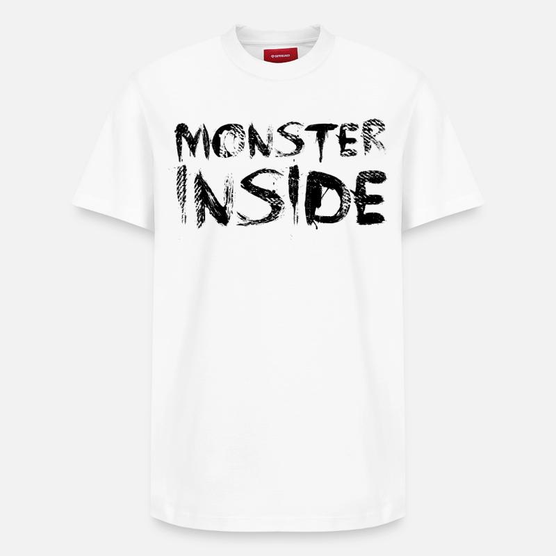 Monstre à l'intérieur - T-shirt unisexe décontracté en coton Supima – de SPREAD - blanc