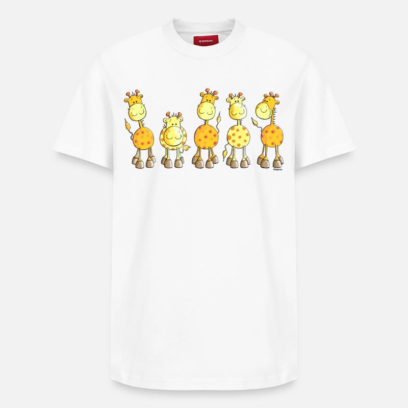Funny Giraffes - Giraffe - Relaxed Unisex Supima Cotton T-Shirt – von SPREAD - Weiß