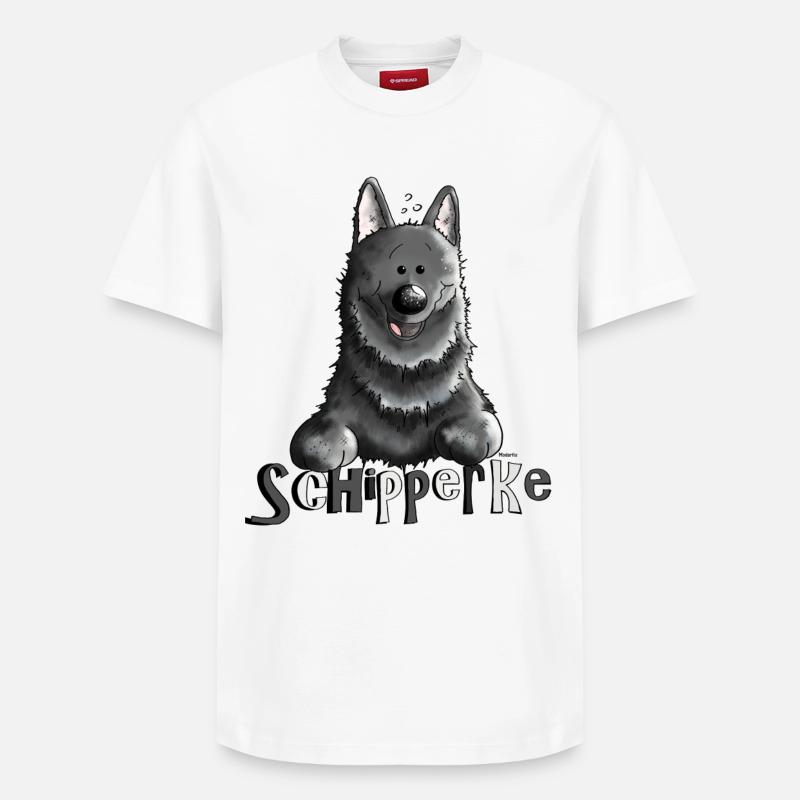 Pfiffiger Schipperke - Hund - Relaxed Unisex Supima Cotton T-Shirt – von SPREAD - Weiß